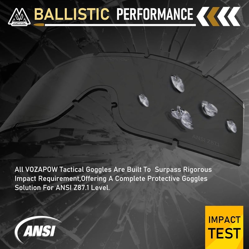 VOZAPOW Airsoft Goggles Replacement Lens with ANSI Z87.1 Certified, Anti-Fog, Anti-Impact - Image 4